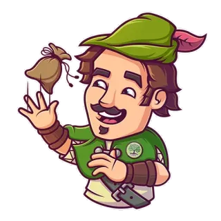 💰 Robin Hood Robin Hood, Arqueiro, Fora da lei, Ladrão, Desenho animado, Floresta, Verde telegram sticker