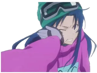 😟 Anime, Charakter, Schnee, Winter, Ski, Sport, Cartoon whatsapp sticker