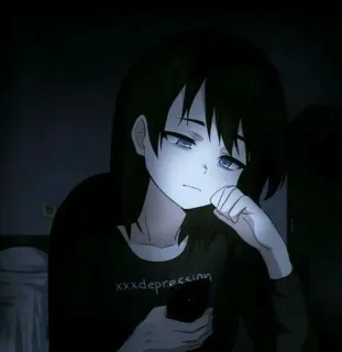 ➖ xxxdepression anime girl, depression, sad, emo, dark telegram sticker