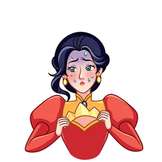 😰 cartoon, anxious, upset, woman, princess, female, worried telegram sticker