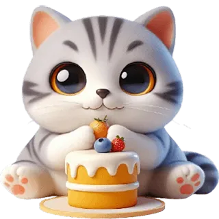 🎂 gato, gatito, pastel, lindo, animal, postre, mascota telegram sticker
