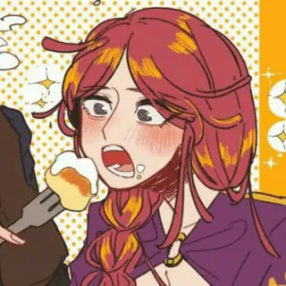 ☔️ woman, eating, anime, cartoon telegram sticker