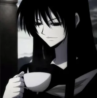 💗 Anime, Phụ nữ, Cốc, Đồ uống, Tóc đen telegram sticker
