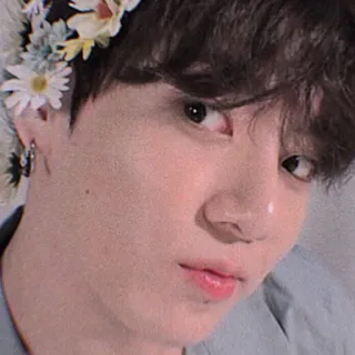 🐰 Jungkook 柾国, 歌手, 名人, 花环, 肖像, 韩流, BTS telegram sticker