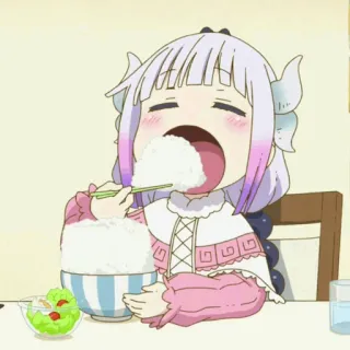 ✨ Kanna Kamui Miss Kobayashi's Dragon Maid Anime, Dragão, Comendo, Kanna, Fofo, Comida, Miss Kobayashi's Dragon Maid telegram sticker
