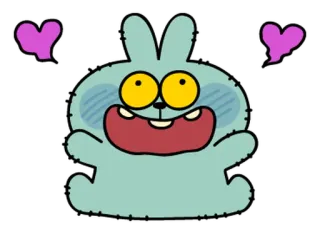 👻 kreskówka, królik, słodki, zwierzę, serca, miłość, uroczy, szczęśliwy telegram sticker