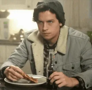 💸 person, man, eating, pizza, drink, casual telegram sticker