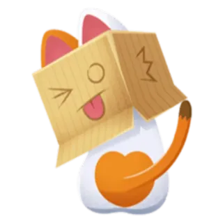 😉 gato, adesivo, animal, caixa de papelão, língua de fora, engraçado whatsapp sticker