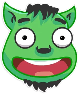 😄 漫画, 顔, 緑, キャラクター, 笑顔, 幸せ telegram sticker