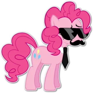 😎 Pinkie Pie My Little Pony Pony, Pink, Sonnenbrille, Schnurrbart, Cartoon telegram sticker