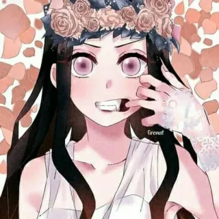 ⛓ gadis anime, mahkota bunga, seni digital, ilustrasi, fan art telegram sticker