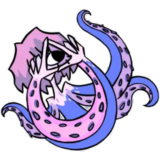 👽 สัตว์ประหลาด, หนวด, ตาเดียว, สิ่งมีชีวิต, นามธรรม, ภาพวาด telegram sticker