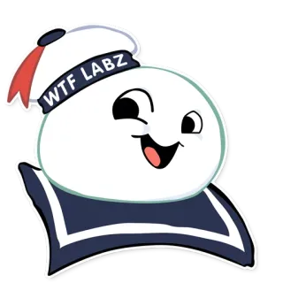 😏 WTF LABZ cartoon, sticker, marshmallow man, sailor hat, WTF LABZ telegram sticker