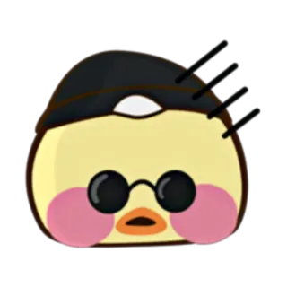 🐥 duck, animal, cartoon, character, sunglasses, hat telegram sticker
