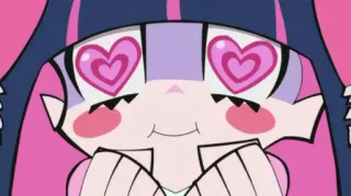 🥰 Stocking Panty & Stocking with Garterbelt Anime, Mangá, Desenho animado, Kawaii, Olhos de coração telegram sticker