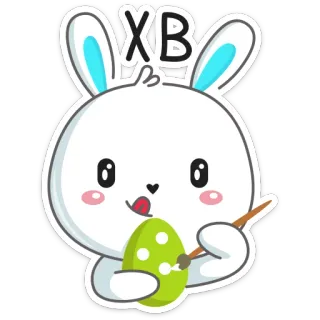🙌 XB Pascua, conejo, huevo, pintura, lindo, dibujos animados telegram sticker