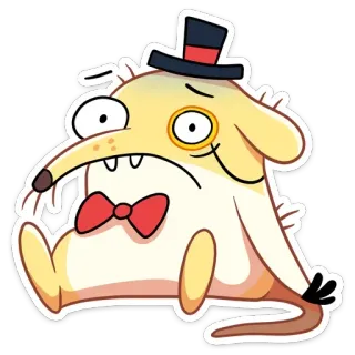 😫 Dibujo animado, Ratón, Animal, Sombrero de copa, Pajarita, Monóculo, Etiqueta, Roedor whatsapp sticker