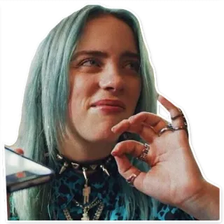 👌 Billie Eilish Билли Айлиш, знаменитость, певица, музыка, поп-звезда, жест рукой, знак OK telegram sticker