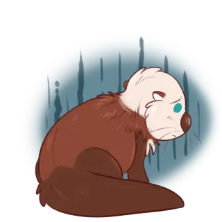 😥 loutre, mignon, animal, triste, dessin animé, mammifère, loutre de mer whatsapp sticker