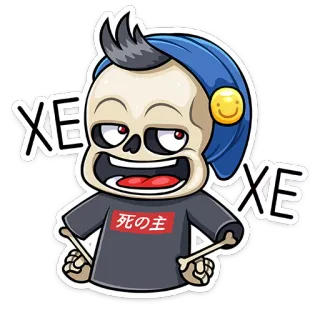 😄 XE XE 死の主 kerangka, kartun, tengkorak, anime, jepang, kematian, tulang whatsapp sticker
