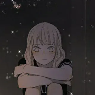 🎡 fille anime, triste, manga, fille, illustration, seul(e) telegram sticker