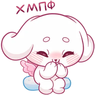 🤭 ХМПФ cute, kawaii, angel, wings, cloud, cartoon, white, pink telegram sticker