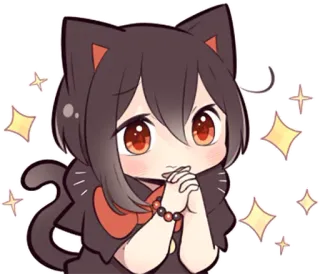 Black Kitten Girl telegram stickers