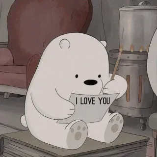 🍁 I LOVE YOU oso, amor, dibujos animados, lindo, mensaje, saludo, We Bare Bears telegram sticker