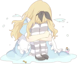 😭 Alice Alice in Wonderland Alice no País das Maravilhas, triste, anime, desenho animado, fantasia telegram sticker