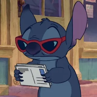❣️ Stitch Lilo & Stitch Kreskówka, Okulary, Obcy, Czytanie, Słodkie telegram sticker