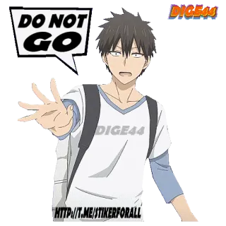 💔 DO NOT GO anime, boy, pleading, stop, warning, speech bubble telegram sticker