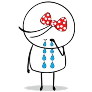 😭 huilen, verdrietig, tranen, cartoon, strik, wit, emotioneel telegram sticker