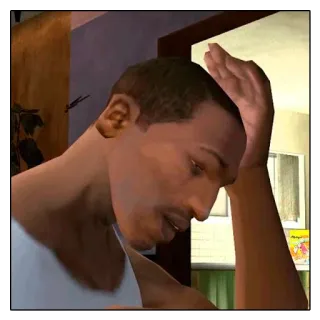 😐 CJ Grand Theft Auto: San Andreas CJ, Grand Theft Auto, San Andreas, Видеоигра, Персонаж, Мем whatsapp sticker