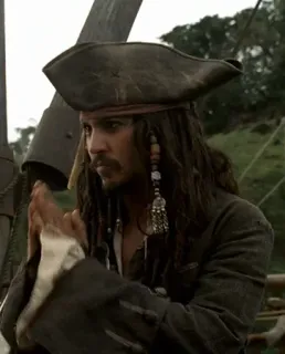 🙏 Jack Sparrow Pirates of the Caribbean pirate, capitaine, film, personnage, chapeau, Jack Sparrow, Johnny Depp whatsapp sticker