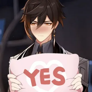 😳 Zhongli Genshin Impact YES Anime, Jeu vidéo, Oui, Zhongli, Genshin Impact telegram sticker