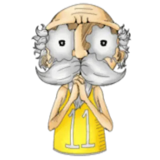 😭 11 cartoon, old man, character, yellow, number 11, illustration telegram sticker