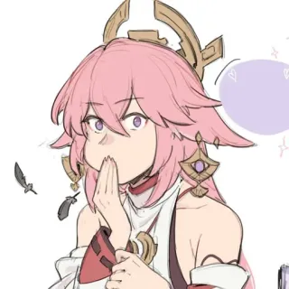 🍡 Yae Miko Genshin Impact anime, video game, genshin impact, yae miko, pink hair, cute, woman telegram sticker