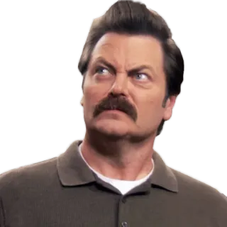 😱 Ron Swanson Parks and Recreation Ron Swanson, Parks and Recreation, wąsy, Nick Offerman, serial, komedia telegram sticker