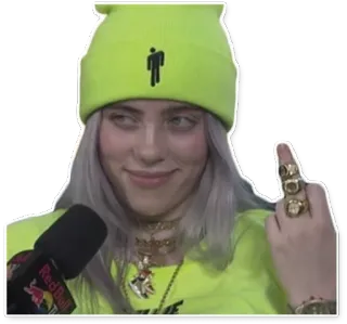 😏 Billie Eilish билли айлиш, средний палец, певица, знаменитость, поп-звезда telegram sticker