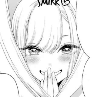 📀 SMIRK Manga, Anime, Sourire narquois, Femme, Mignon, Féminin, Capuche telegram sticker