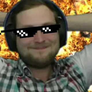 💥 sunglasses, meme, fire, pixelated, cool, man telegram sticker