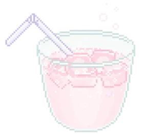 💘 drink, pink, ice, pixel art, glass, straw, beverage telegram sticker