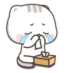 😭 weinen, traurig, taschentuch, katze, emoticon, kawaii whatsapp sticker