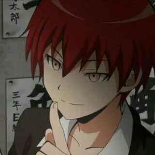 🌪 Karma Akabane Assassination Classroom anime, manga, boy, karma akabane, red hair, school uniform telegram sticker