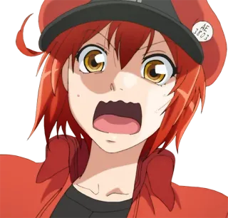 😱 Red Blood Cell Cells at Work! AE 3803 Anime, Cells at Work, Sel darah merah, Kartun, Animasi, Karakter, Manga telegram sticker