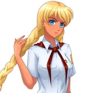 😠 Anime, Desenho animado, Soviético, Uniforme, Garota, Vermelho, Pioneiro telegram sticker