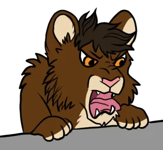 😠 lion, en colère, dessin animé, animal, poilu, mammifère whatsapp sticker