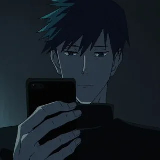 🚬 Anime, Đàn ông, Điện thoại, Nghiêm túc, Tối telegram sticker