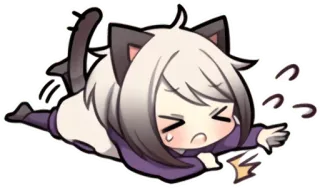 😫 chat, chibi, dessin animé, épuisé, animé, mignon whatsapp sticker