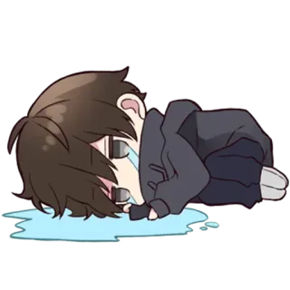 😭 triste, pleurs, émotionnel, chibi, anime, garçon, larmes telegram sticker